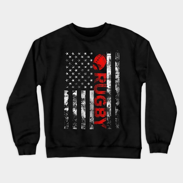 USA Rugby with American Flag Crewneck Sweatshirt by Jannysingle